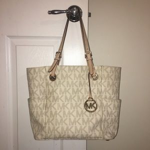 Large MK logo light tote